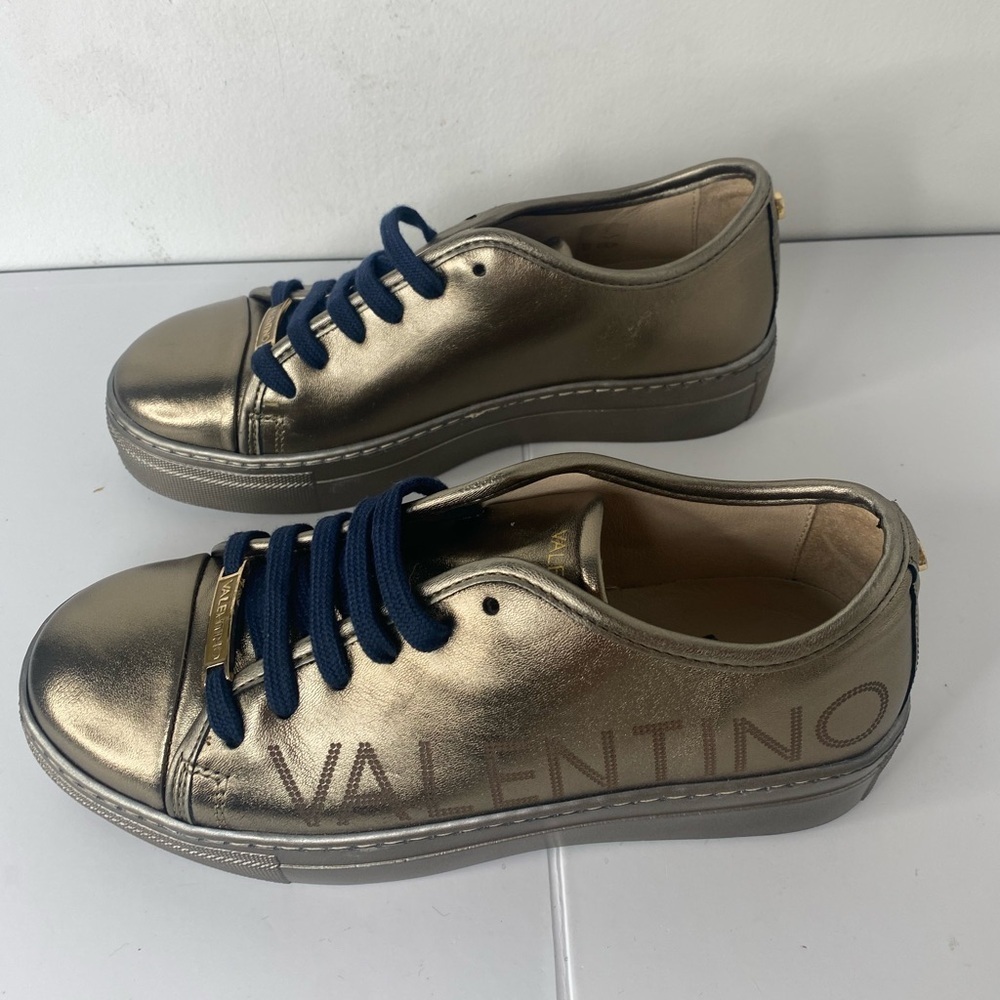 Valentino Womens Bronze Sneakers with Blue Laces - Picture 6 of 8